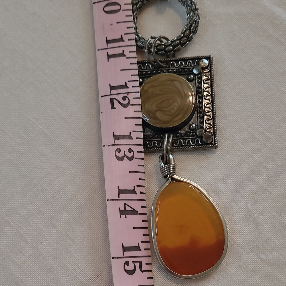 Chic Black and Orange Pendant Necklace - Picture 4 of 4